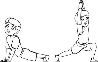 exercise kid boy yoga vector