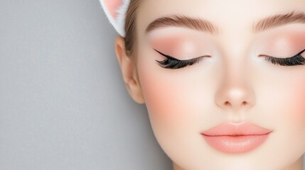 Close up of a beautiful woman with closed eyes
