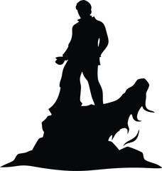 Cliff Sunrise Silhouette – Inspirational EPS Vector of Person in Nature