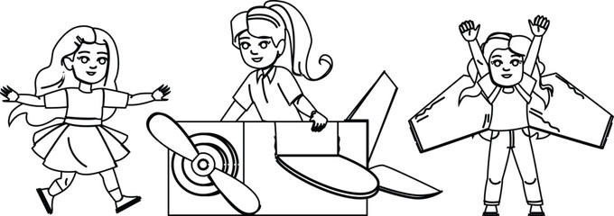 dream kid girl fly vector