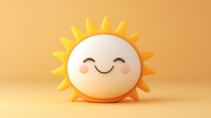 A cheerful sun character smiles against an orange backdrop
