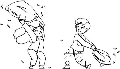 home kid pillow fight vector