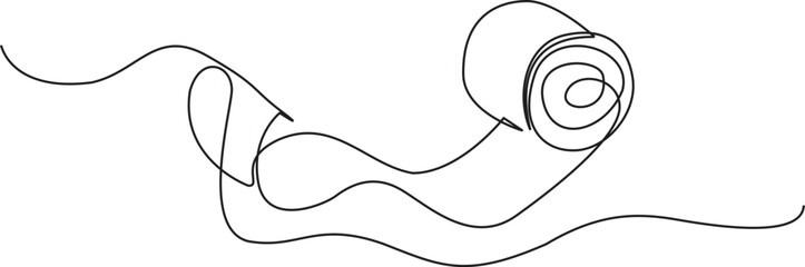 Toilet paper in continuous line art drawing style, Continuous line of paper roll. one line drawing of a roll of printer paper, a roll of tissue. minimalist single line Editable Stroke. Vector.