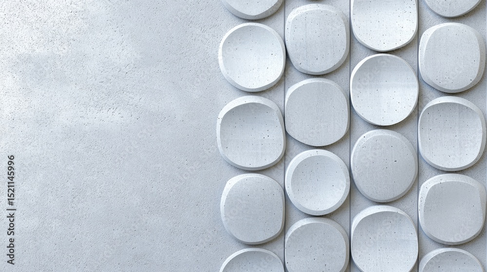 Poster geometric arrangement of concrete circles and squares on textured background