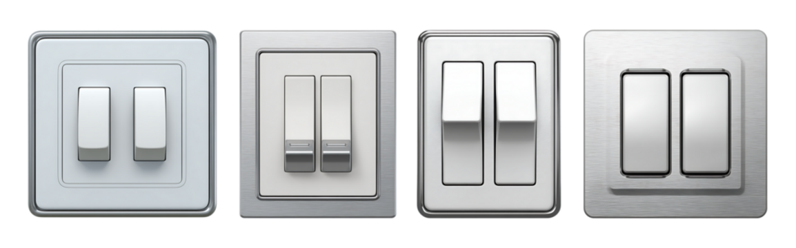 Collection of modern light switches.