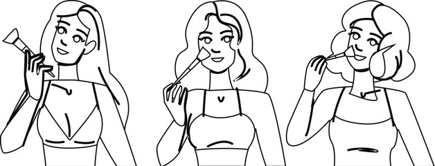 concealer makeup woman brush vector