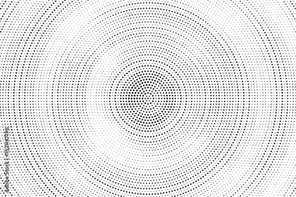 Fototapete radial halftone gradient background. dotted concentric texture with fading effect. black and white c