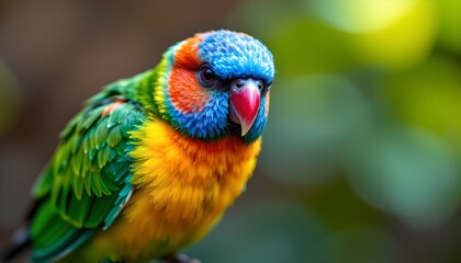 Vibrant Rainbow Lorikeet Portrait Colorful Bird Close up Exotic Australian Parrot