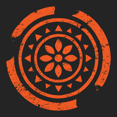 Distressed Orange Mandala Ornament