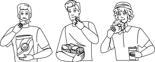 pretzels man eating snacks vector