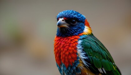 Vibrant Painted Bunting Bird Closeup Detailed Feathers Colorful Wildlife Photography