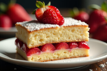 A slice of cake on a plate, perfect for showcasing desserts or appetizers