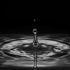 Water Drop Impact: Monochromatic Ripple Effect Photography