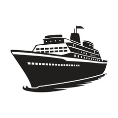 Obraz premium Big cruise ship clip art. Flat monochrome vector illustration, ai generated