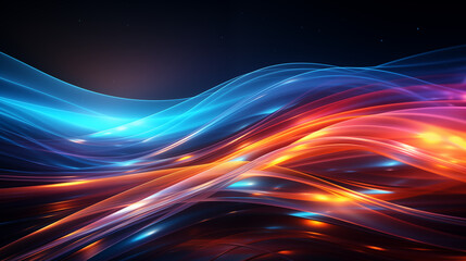 Glowing, orange, waves, blue, light blue, abstraction, background, color image, sketch, base, banner, without people, advertising