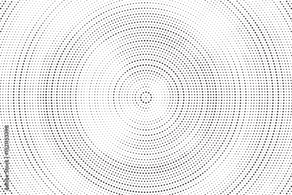 Poster radial halftone dots. spotted and dotted stains gradient background. concentric comic texture with f