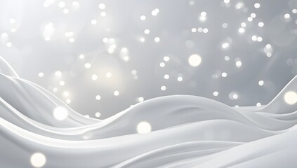 Elegant white silk background with bokeh lights for festive designs