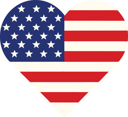 American Flag Heart Shape Symbol.