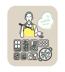 シンプル　イラスト　料理代行のイメージのベクターイラスト