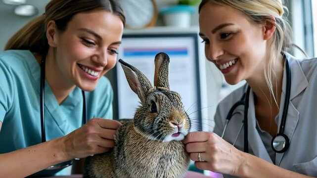 rabbit at veterinary clinic concept pet care animal health veterinary medicine