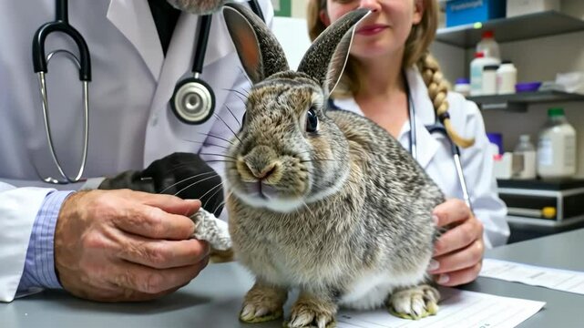 rabbit at veterinary clinic concept pet care animal health veterinary medicine