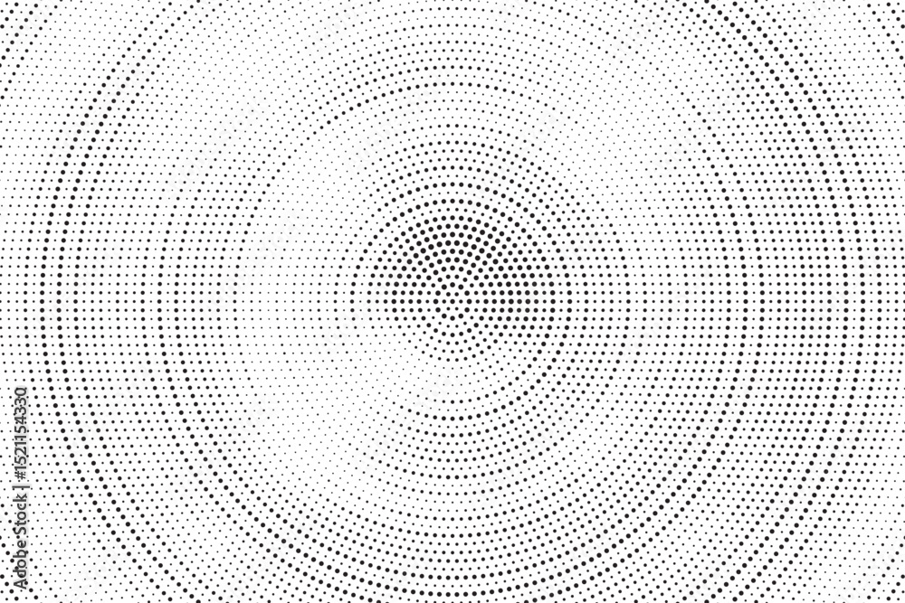 Poster radial halftone dots. spotted and dotted stains gradient background. concentric comic texture with f
