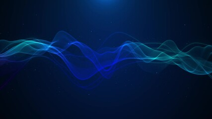 Dynamic blue wave particles. futuristic background. Wave Technology Big data visualization. Cyber technology Abstract digital data particles lines background, 4K data visualization. 3d animation - Powered by Adobe