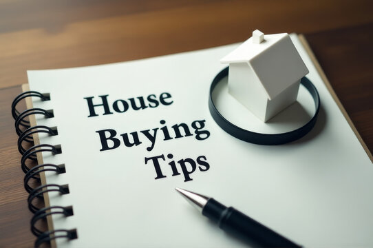 A notebook filled with house buying tips, ideal for real estate agents or home buyers