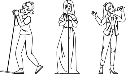 sing singer woman vector