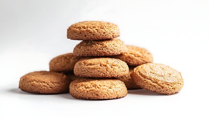 collection of golden brown pastries in a tempting heap, isolated on a pure white surface, perfect for cozy café and bakery-themed visuals 