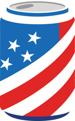 Stars and Stripes Wrapped Beverage Can Illustration.