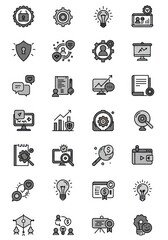 Set of business strategy and management line icons