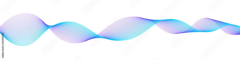 Poster dynamic flowing wave pattern with gradient lines in cyan, purple and blue shades, great for digital 