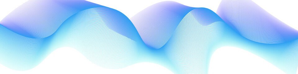 Abstract gradient wave made of fine lines with smooth blue and purple tones on white background. Ideal for tech, UI, or corporate design. Vector EPS 10