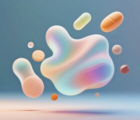 Abstract floating vitamins and minerals generative ai image with soft light