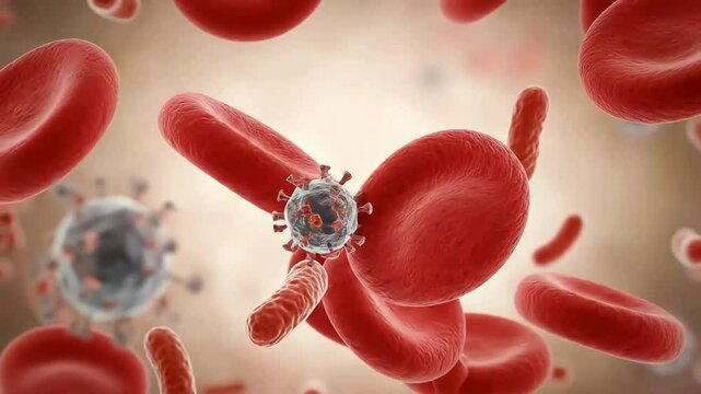irus, Bacteria & Red Blood Cells in Human Bloodstream