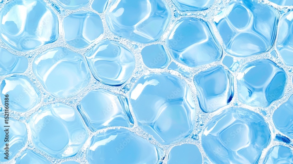 Poster translucent blue bubbles are connected with thin white lines