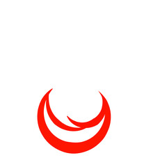 Red hot chili pepper devil vector icon with a crescent moon and burning flame design