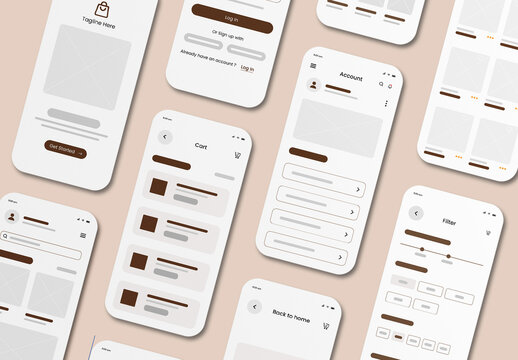 Ecommerce Mobile Apps Wireframe Design