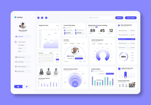 Futuristic Saas Dashboard UI Kit Admin Panel Design