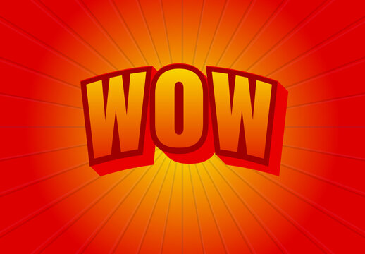 Comic Style wow Text Effect with Vibrant Burst Background