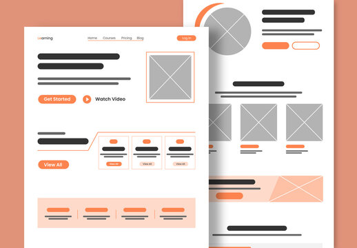 Digital E Learning Landing Page Wireframe Design