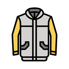 Gray and yellow winter jacket icon with black outline