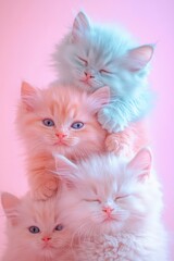 Fototapeta premium Pastel kittens stacked
