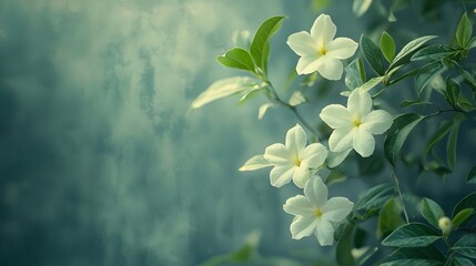 A night-blooming jasmine in the courtyard, with soft petals and a gentle background