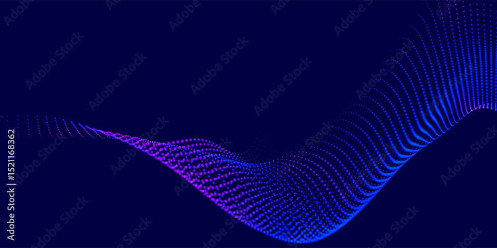 Wall mural abstract background with dynamic color wave. futuristic dotted wave of bright particles. colorful ba
