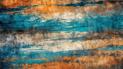 Obraz premium Rustic Abstract Texture with Horizontal Blue, Orange and White Brush Strokes 