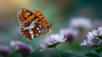 Obraz premium Orange Butterfly on Delicate Lavender Bloom