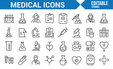Medical Equipment and Healthcare Professional Icons for Health Services