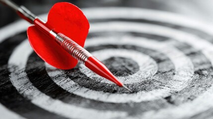 A strategic dart hitting the bullseye symbolizing the precision and focus required for effective visual marketing and advertising campaigns